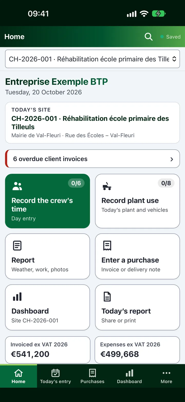 The Onitorys home page on iPhone: today’s site and large entry tiles